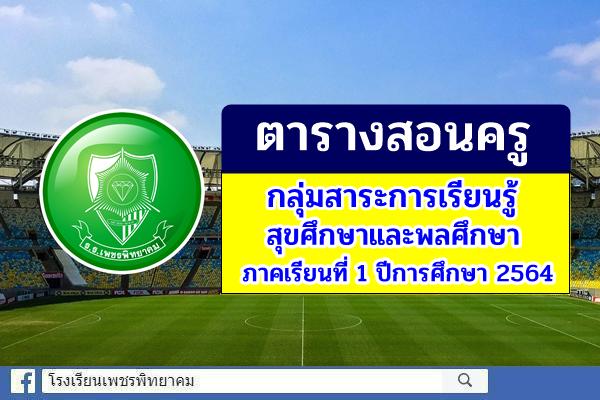 ตารางสอนครู กลุ่มสาระการเรียนรู้สุขศึกษาและพลศึกษา ภาคเรียนที่ 1 ปีการศึกษา 2564