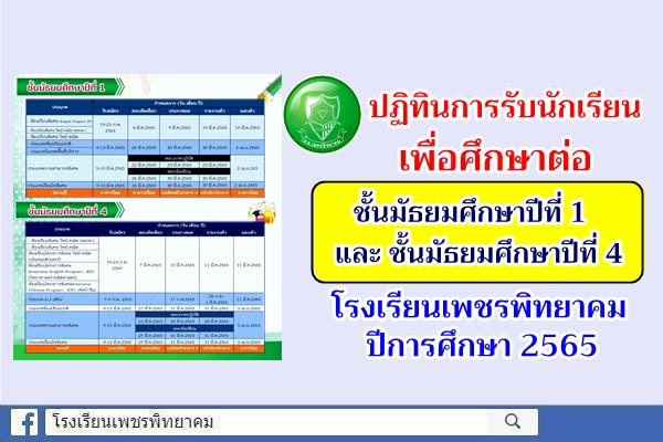 ปฏิทินการรับนักเรียนเพื่อศึกษาต่อชั้นมัธยมศึกษาปีที่ 1 และ ชั้นมัธยมศึกษาปีที่ 4 โรงเรียนเพชรพิทยาคม ปีการศึกษา 2565